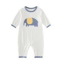 【Ready】? Modal spring and summer jumpsuit for boys super cute summer boneless romper girl baby long-sleeved air-conditioning clothes