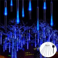 ZZOOI 30/50cm 8 Tube Meteor Rain LED String Lights Christmas Tree Decorations Street Garland For Decor Lamp Noel New Year Navidad 2022