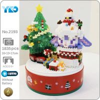 YKO 2193 Merry Christmas Tree Rabbit Snowman Animal Music Light DIY Mini Diamond Blocks Bricks Building Toy for Children no Box
