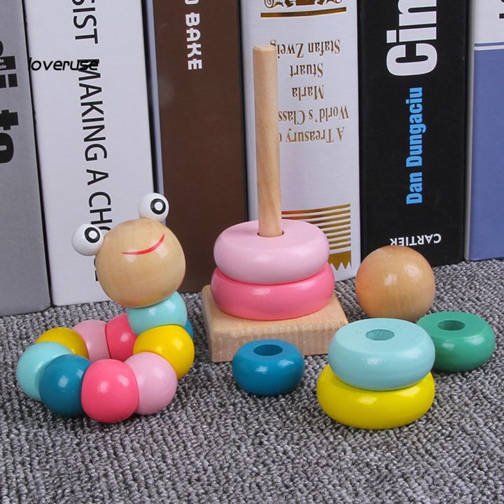 wj-wooden-macaroon-color-puzzles-stacking-tower-caterpillar-baby-developmental-toy