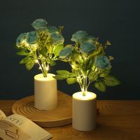 Simulated Blue Rose Night Light Atmosphere Light LED Luminous Light Simple Bar Balcony Living Room Romantic Layout 【SEP】