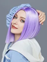 Synthetic Lavender Purple Wig Straight Bob Hair 12.5Inch  Wigs for Women Colorful Cosplay High Temperature Heat Resistant Wigs Wig  Hair Extensions Pa