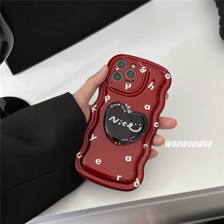 เคสโทรศัพท์สีแดงปีใหม่-2023-สำหรับ-iphone14promax-เคสโทรศัพท์-wave-imd-สำหรับ-iphone13promax-ซองจดหมายสีแดงไวน์สำหรับ-iphone11-ที่ใส่โทรศัพท์มือถือหัวใจสีดำสำหรับ-iphone12pro-เคสโทรศัพท์มือถือแบบถอดได