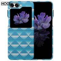 เคสบางพิเศษสีด้านพีซีที่มีลวดลายผ้าลายแฟชั่นจาก HOCE สำหรับ Samsung Galaxy Z Flip 5 4 3 5G