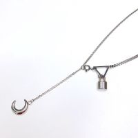 ??byyum??Handmade products in Korea [ Lock and Drop Moon Pendant Necklace]