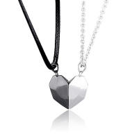 2Pcs Lovers Heart Pendant Couple Magnetic Multi-Faced Heart Pendant Necklace Jewelry