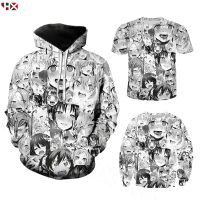 HX Ahegao Hentai อะนิเมะ เสื้อพิมพ์ 3 มิติ  เสื้อยืดคอกลม เสื้อสวมหัว T-shirt Sweatshirt Hoodie