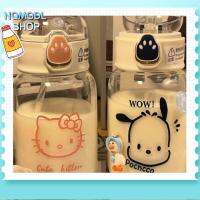 NQMODL SHOP คุโรมิ ขวดน้ำพร้อมหลอด อะนิเมะ Cinnamoroll ขวดน้ำการ์ตูนอะนิเมะ กิจกรรมกลางแจ้งกลางแจ้ง กันรั่วซึม แก้วน้ำดื่มแก้ว เด็กนักเรียนชายหญิง