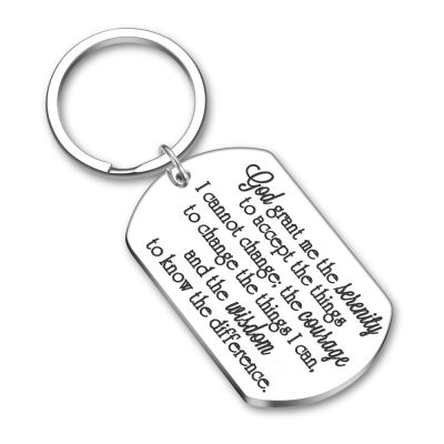 Christian Key Chain Serenity Prayer Gift Sobriety Recovery Gifts for Woman Men Teen Boy Girls Religious Gift Keyring for Him Her Key Chains