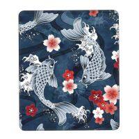 Koi Sakura Blossom Laptop Mouse Pad Square Mousepad Anti-Slip Rubber Japan Flowers Carp Fish Gaming Computer PC Mat Decor Cover