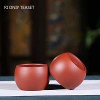 2 Pcs/Set Yixing Purple Clay Teacup Handmade Tea Bowl Puer Master Cup Chinese Tea Set Accessories Dahongpao Authentic 80Ml