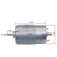 Motor Listrik RS-555ขนาดเล็ก12V ~ 24V 8000RPM ความเร็วต่ำมอเตอร์ DC ขนาดเล็กเครื่องยนต์เพลาคู่12V พร้อม M3รูสกรู2รู