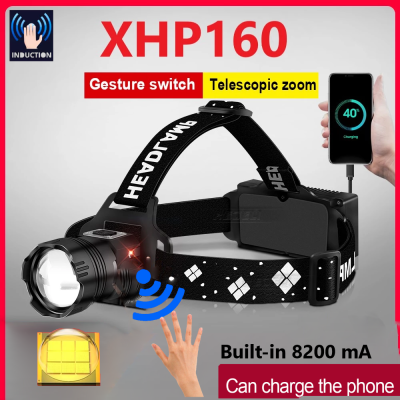 Super bright XHP160 IR Sensor Led Headlamp 18650 Rechargeable XHP100 Head flashlight Usb Powerful Head lamp Xhp90.2 Fishing Lamp