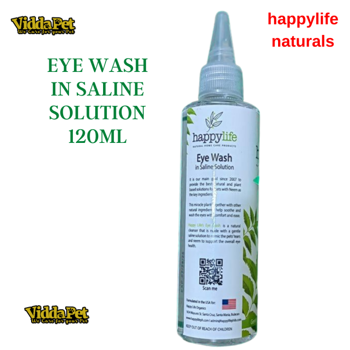 Eye wash in Saline Solution for pets dogs cats 120ml happy life viddavet products Pet Eye Care