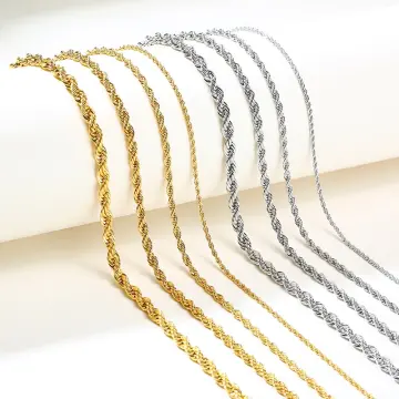 18k Twist Necklace Chain For Men Twisted Chain Rope Chain For Men Gold  Plated Chain Rope Necklace | Shopee Philippines