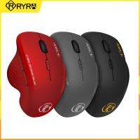 RYRA 2.4G เมาส์ไร้สาย6ปุ่ม1600DPI ออปติคอลเมาส์เล่นเกมที่เหมาะกับสรีระแบตเตอรี่ USB พร้อมกล่องสีสำหรับแล็ปท็อป PC คอมพิวเตอร์ Yuebian