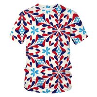 Fashion Casual Geometric Flower graphic t shirts For Unisex Summer Trendly Men Printed Personality street style Short Sleeve Tee