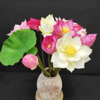 ของตกแต่งบ้านรูปดอกบัวเดี่ยวจำลองการถ่ายภาพการออกแบบภูมิทัศน์ดอกไม้ดอกบัว Flowernahu26ประดิษฐ์ใบดอกบัวจีนทำมือ