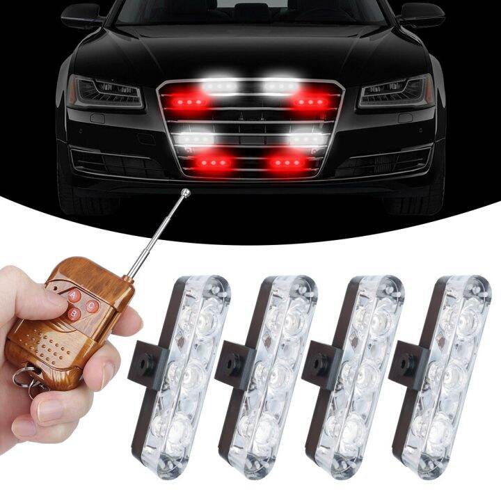 Car Grille Strobe Light Wireless Remote Control Flash Signal Flashing
