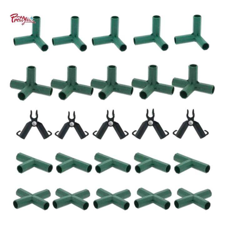 Prettyia 20Pcs PVC Fittings Greenhouse Bracket Joint Connectors 5 Types