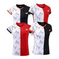 shot goods 39B Black White Womens Badminton Shirt Red White Sport Shirt Ladies Badminton Jersey XS-3XL