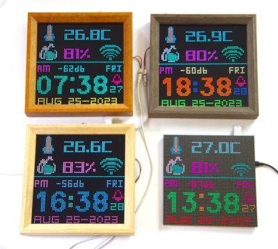 นาฬิกาดิจิตอล NTP นาฬิกาแขวน LED Matrix สีสันสดใสแสดงอุณหภูมิและความชื้น DHT22นาฬิกาปลุก