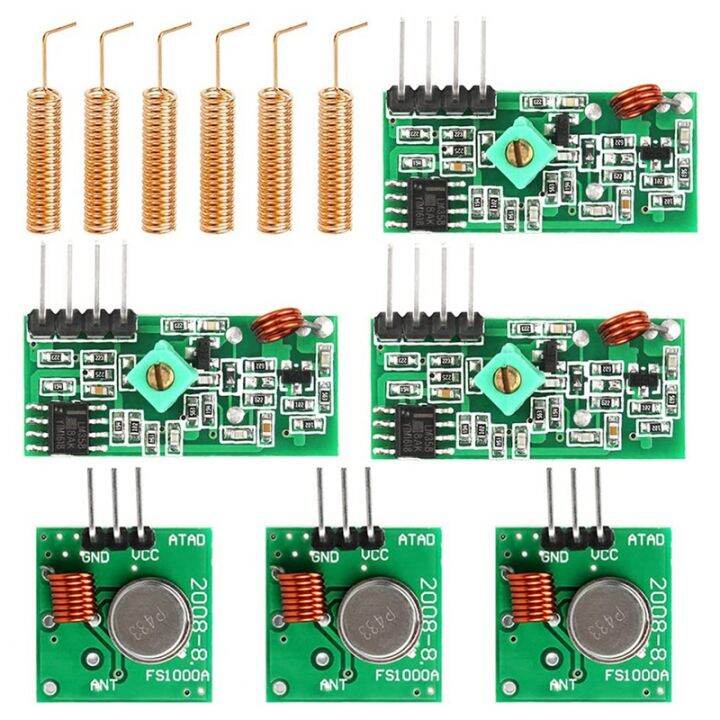 Set of 3 433 MHz Radio Transmitter and Receiver Module + 433 MHz ...