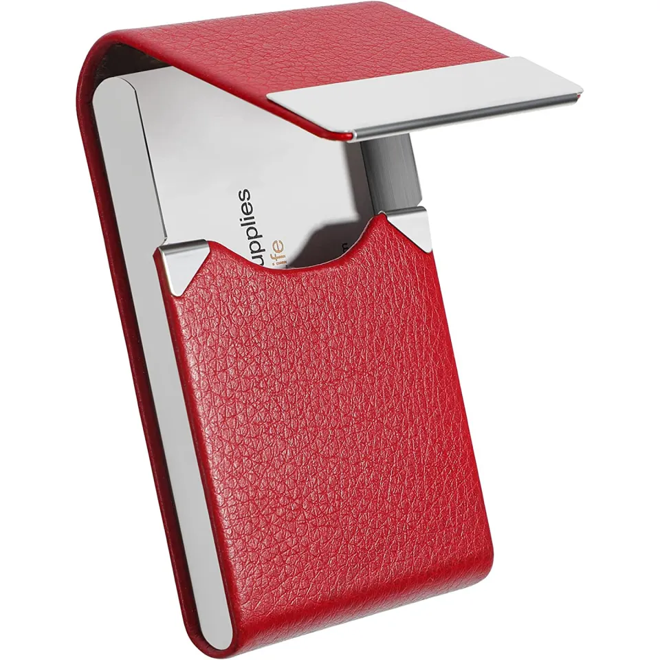 PU Leather Business Card Holder-Professional Pocket Wallet, Magnetic Closure