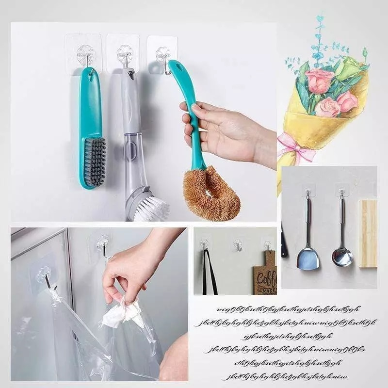 Nano Glue Strong Transparent Sution Cup Sution Cup Hook Kitchen Bathroom Hanger Hook 6 * 6cm Punch Free Seamless Hook