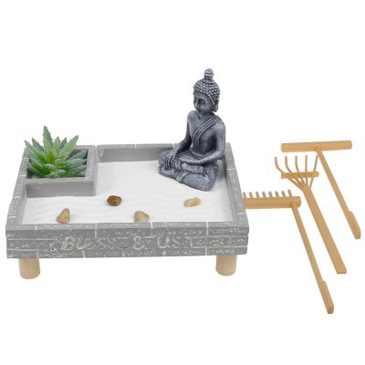 Zen Garden Kit, Zen Desktop Sand Garden Kit for Desk Mini Table Zen Garden Decorations for Home Office Meditatio