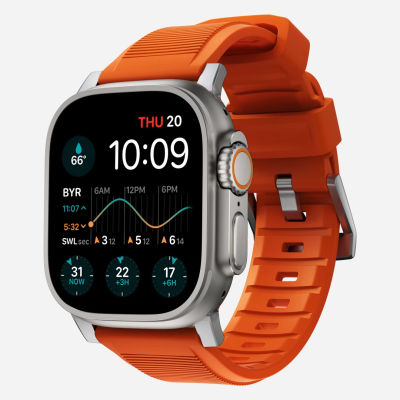 Nomad สายนาฬิกาข้อมือซิลิโคนทนทานสำหรับนาฬิกา Apple อัลตร้า49มม. สายซิลิโคนกันน้ำพร้อมหัวเข็มขัดโลหะสำหรับ Apple Watch Series 7 6 5 4 3,45มม. 44มม. 41มม. 40มม. 42มม. 38มม.