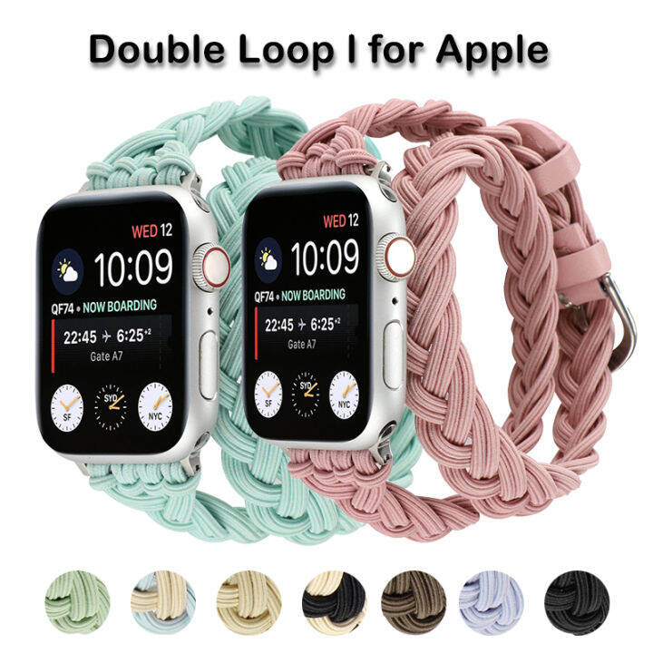 สายไนลอนถักหลากสียืดหยุ่นสำหรับ-apple-watch-ultra-49mm-8-7-se-6สายนาฬิกาขนาด41mm-45mm-44mm-40mm-เหมาะกับ-i-watch-series-5-4-3สายรัด38mm-42mm