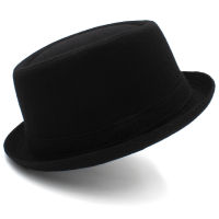 ผู้ชายผู้หญิงผ้าขนสัตว์สีดำผสมหมูพายหมวก Fedora หมวกสักหลาด Sunhat แจ๊สปาร์ตี้กลางแจ้งท่องเที่ยวถนนสไตล์ขนาดสหรัฐ7 38สหราชอาณาจักร L