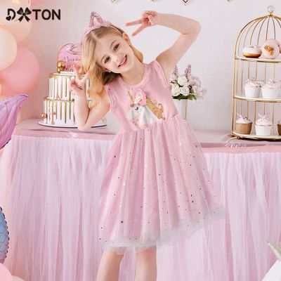 〖jeansame dress〗 DXTON BabySummer ClothesDresses For GirlsDress For Children Sleeveless Star Birthday PartyDresses