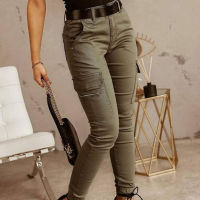 LIWomen แฟชั่นกางเกงสีทึบ Cal กระเป๋าซิป Slim กางเกงฤดูใบไม้ผลิฤดูใบไม้ร่วง Elegant Office Lady Sweatpant Streetwear