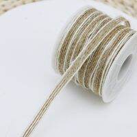 ；‘。、’ (10Meters/Roll) 5Mm White Edged Linen Rion Natural Jute Lace  Packaging Gift Box Decoration Vase Home Antique Technology  DIY