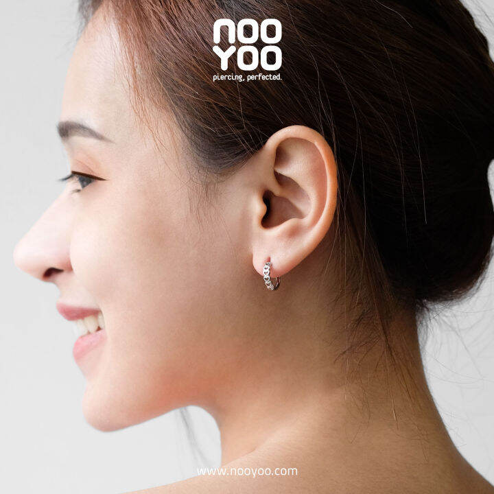 nooyoo-ต่างหูสำหรับผิวแพ้ง่าย-hoop-heart-surgical-steel