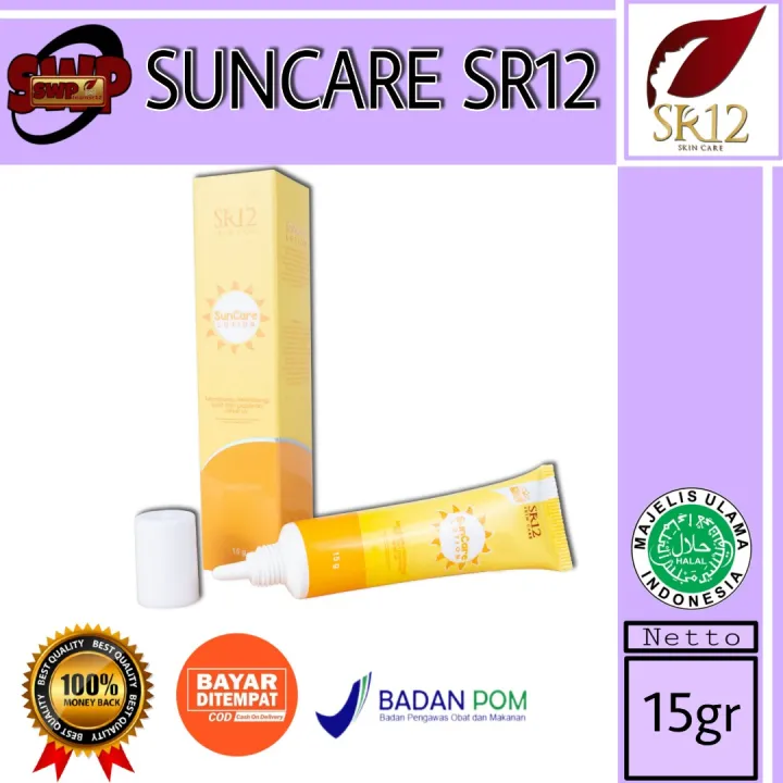 Sun Care Lotion SR12 netto 15g membantu mencegah agar tidak belang pada wajah di gunakan setiap