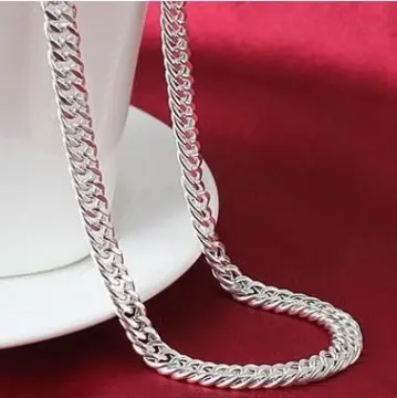 Real Pure 925 Sterling Silver Necklace Chain Women And Men Vintage