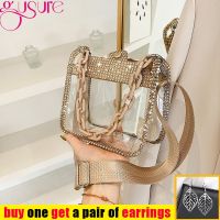 【YF】 Gusure Rhinestone Ladies Small Handbags Transparent Chain Purses Fashion PVC Clear Jelly Crossbody Bags Shoulder