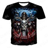 ฤดูร้อน Skeleton Motorcycle ชาย 3D เสื้อยืดคอกลมเสื้อผ้าวินเทจเสื้อผ้าถนนหลวมแขนสั้นเสื้อยืดหัวกะโหลกพังค์ XS-5XL