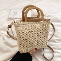 [COD] bag womens 2023 new retro square beach straw foreign style solid all-match diagonal