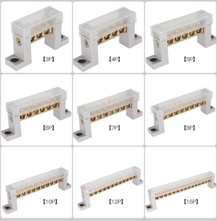 Terminal Block Connection Row 3P45678101215 Holes Ground Copper