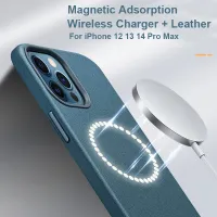 {L electronic shell} ซองหนังชาร์จไร้สายแม่เหล็กสำหรับ iPhone 14 Pro MAX 13 12 Pro 14บวกการดูดซับกันกระแทกโทรศัพท์ปก C Oque หรูหรา