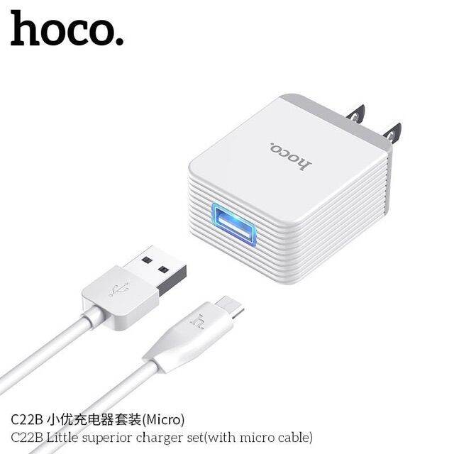 hoco-c22b-ของแท้-100-สายชาร์จพร้อมปลั๊ก-king-kong-charger-set-1usb-สายยาว-1เมตร-3-0-max-สำหรับ-iphone-micro-usb-สายชาร์จ-type-c-สายชาร์จโทรศัพท์-สาย-ฟาสชาร์จ-typ-c-สายชาร์จ