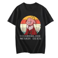 JHPKJFunny Technoblade Never Dies Cartoon Graphic T Shirts Men Women Retro Style Hipster Black White Print Tops Harajuku Casual 4XL 5XL 6XL