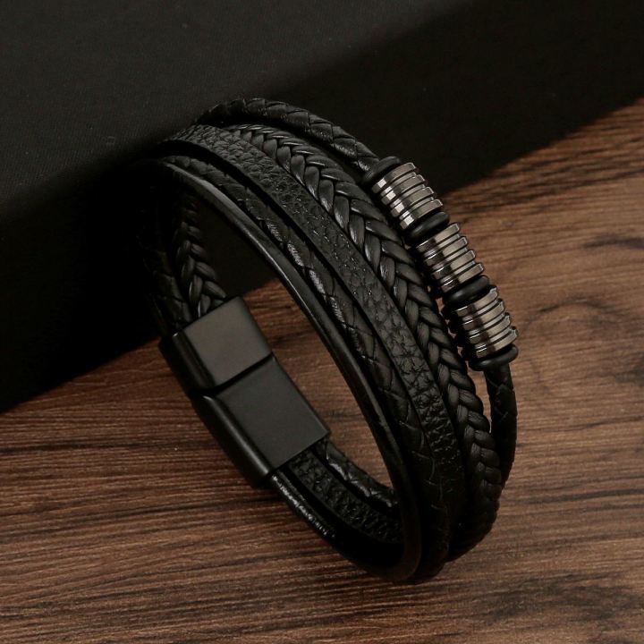 3-4-layer-high-quality-hand-woven-leather-bracelets-men-trendy-punk-magnetic-clasp-braided-charm-bracelet-jewelry-gift-wholesale