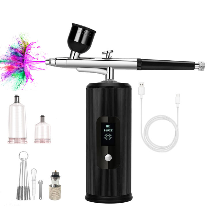 Rechargeable Air Compressor Kit Air-Brush Paint Spray Gun Nail