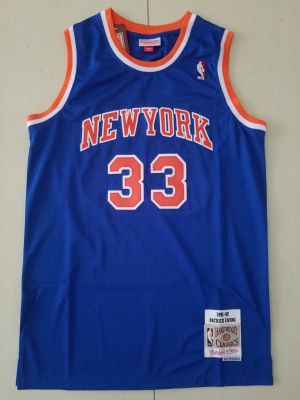 Ready Stock Shot Goods Mens 33 Patrick Ewing New York Knicks Mitchell Ness 1991-92 Hardwood Classics Swingman Jersey - Blue