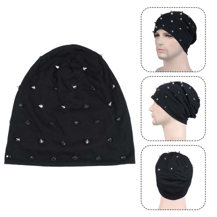 lijing-หมวกบีนนี่ฮิปฮอปสำหรับผู้หญิงและผู้ชาย-หมวกหมวกไหมพรมลายหัวกะโหลกประดับหมุดหมวกอบอุ่นลำลองหมวกหมวกมีห่วงลายหัวกะโหลก